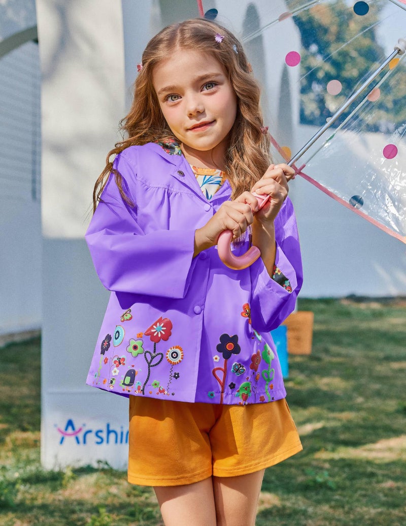 Arshiner Girl Baby Kid Waterproof Hooded Coat Jacket Outwear Raincoat Hoodies 2-9 Y,Purple,120(Age for 4-5Y) - Image 2